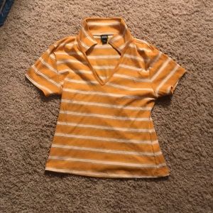 Collared orange shirt - stripes of white - tee